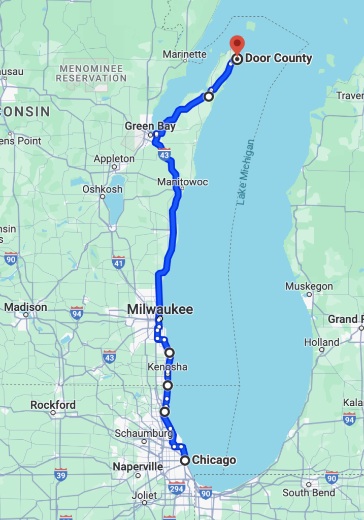 chicago to door county road trip 